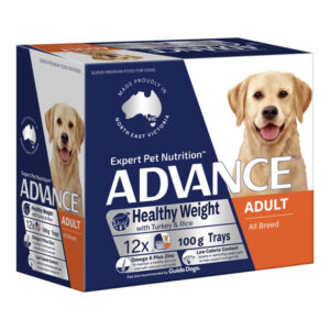 Home advance dog healthy weight adult all breed turkey with rice wet food 12 x 100gm trays